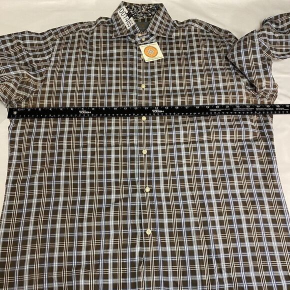 Thomas Dean Shirt Men's Large Multicolor Flip Cuff Plaid Long Sleeve Button Up - Picture 10 of 15